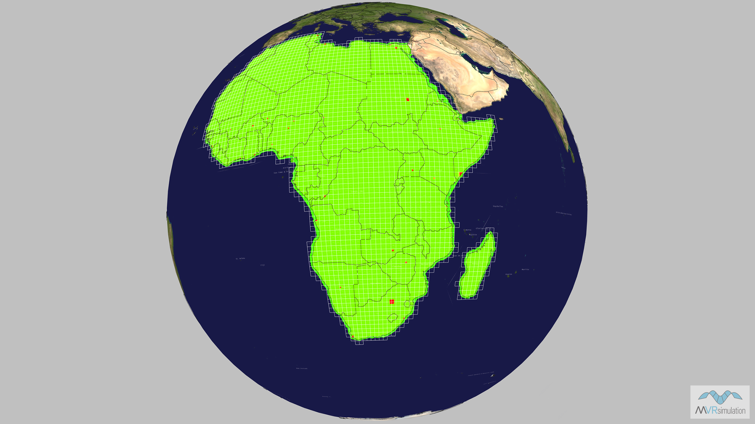Coverage Map of the VRSG virtual terrain of Africa.