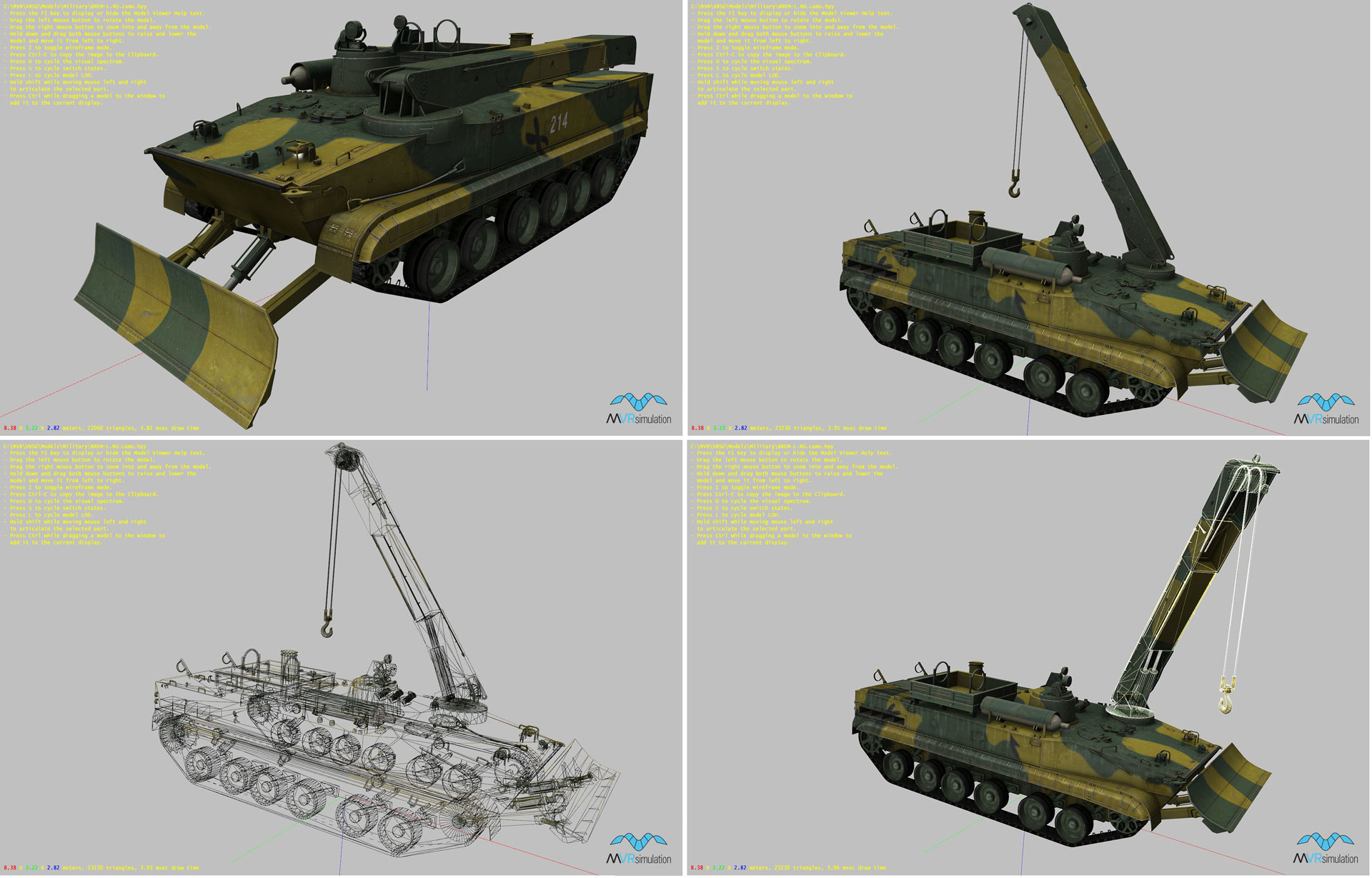 Examining some of the model's switch states, wireframe, and the movement of an articulated part in the Model Viewer. (Background reference image turned off in these examples.)