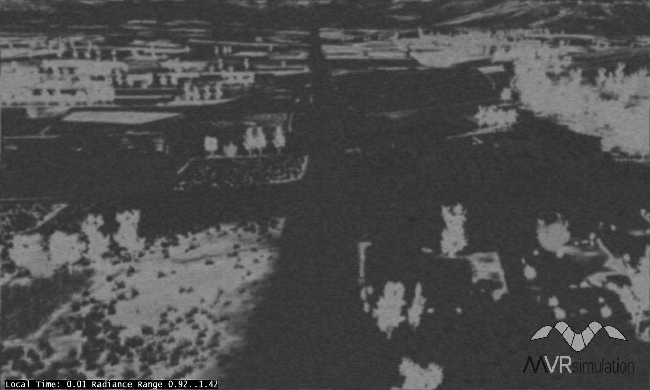 MVRsimulation VRSG's physics-based simulated thermal view of a scene on the company's Afghanistan 3D terrain at midnight.