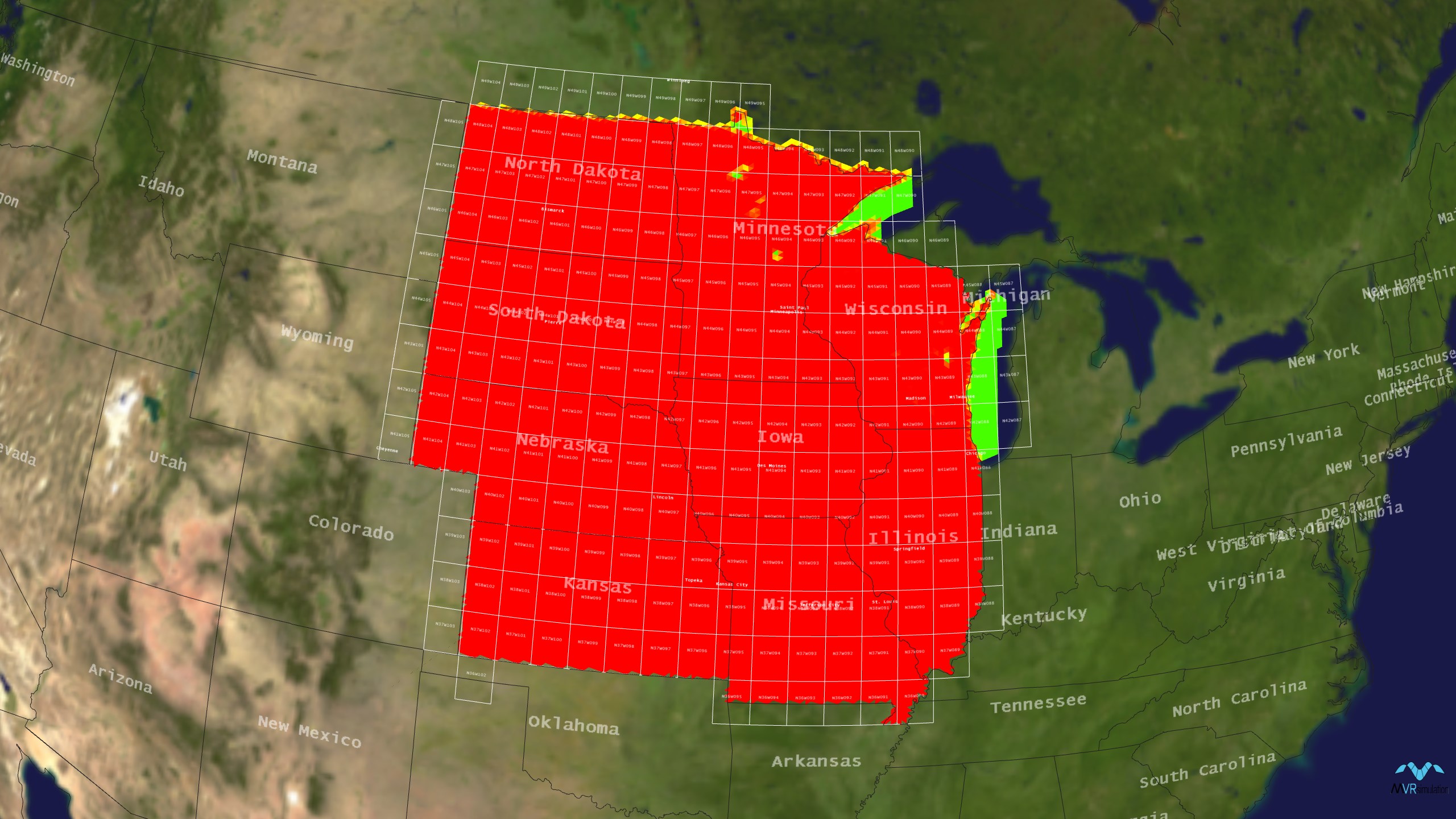 MVRsimulation virtual CONUS North Central region.