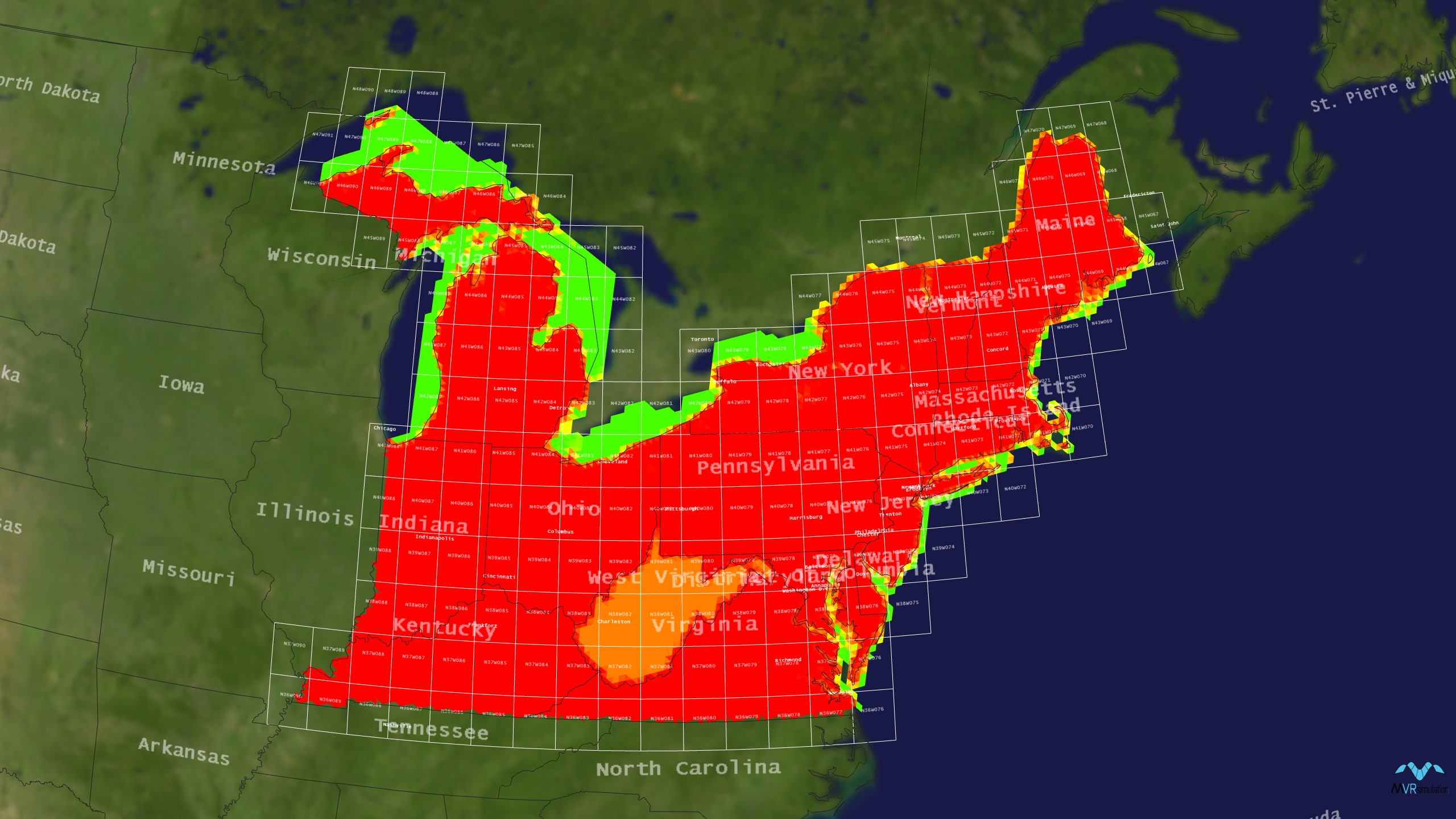 MVRsimulation virtual CONUS Northeast region.