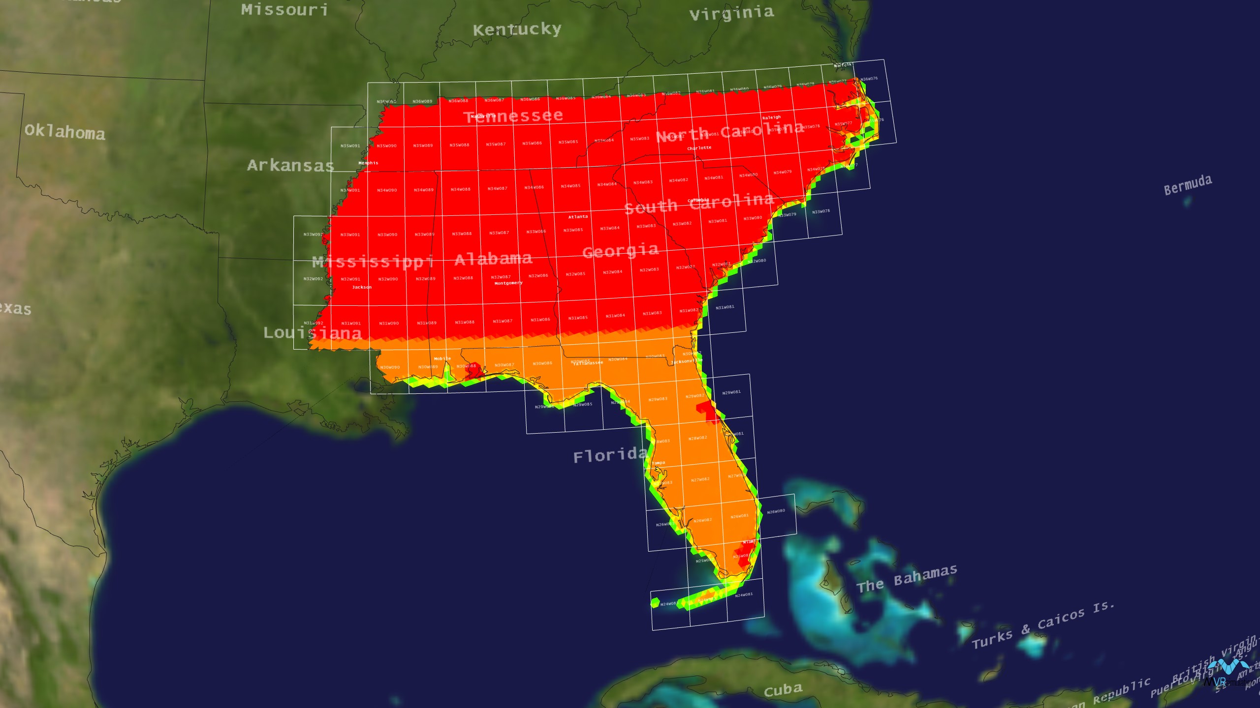 MVRsimulation  virtual CONUS Southeast region.