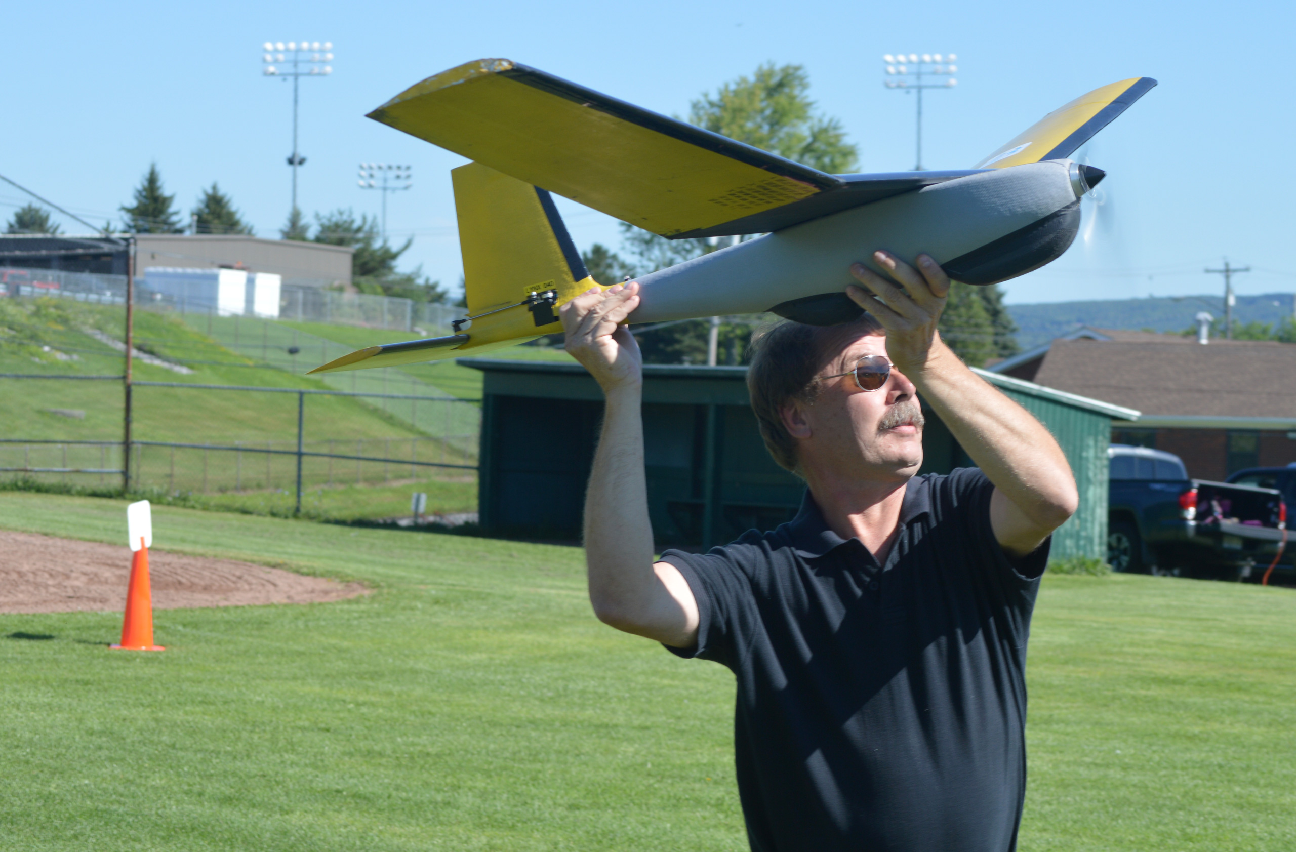 Field training at Mohawk Valley Community College on the aerial imagery collection SUAS, donated by MetaVR. Photo courtesy of MVCC.